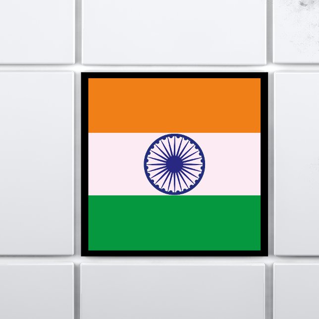 Carreau Drapeau indien Tricolor "Tiranga" avec frontière (Créateur téléchargé)
