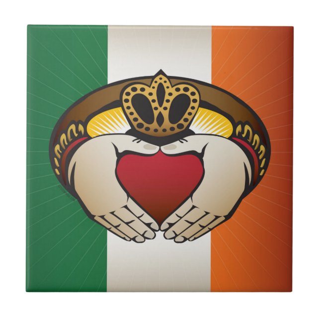 Carreau Drapeau irlandais Claddagh (Devant)