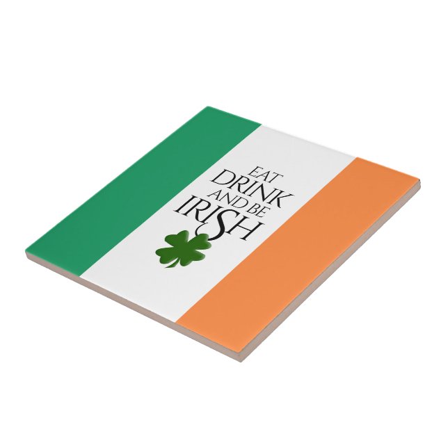 Carreau Drapeau irlandais pour boire et être shamrock (Côté)