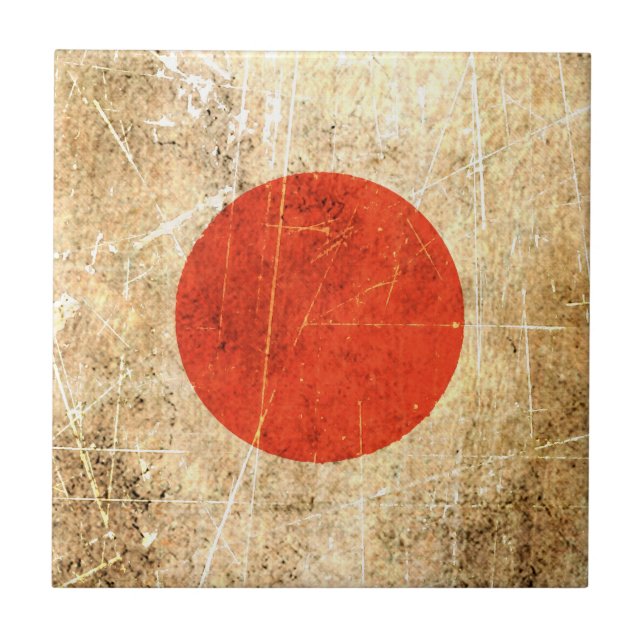 Carreau Drapeau japonais vintage rayé et porté (Devant)