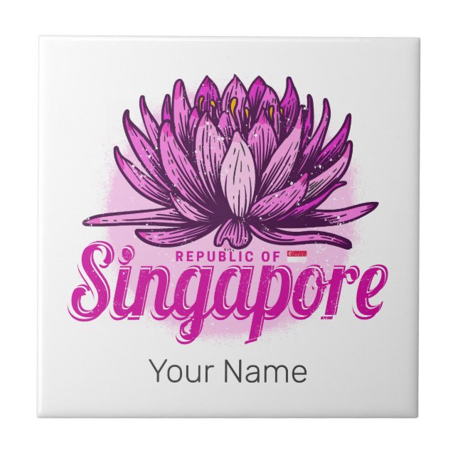 Carreau Drapeau Lotus de Singapour Souvenir de vacances vi (Devant)