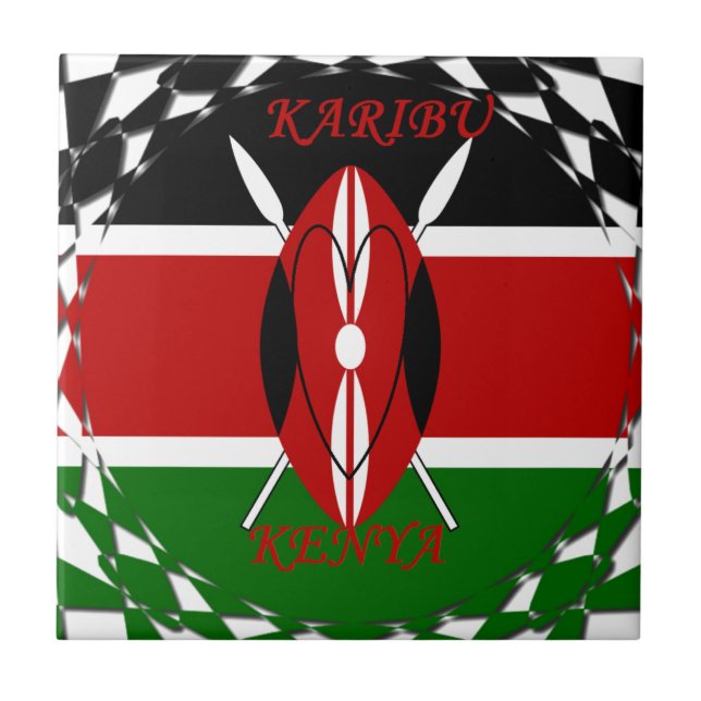 Carreau Drapeau national de la République du Kenya Noir ro (Devant)