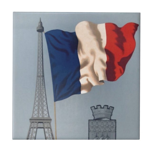 Carreau Drapeau national vintage et Tour Eiffel (Devant)
