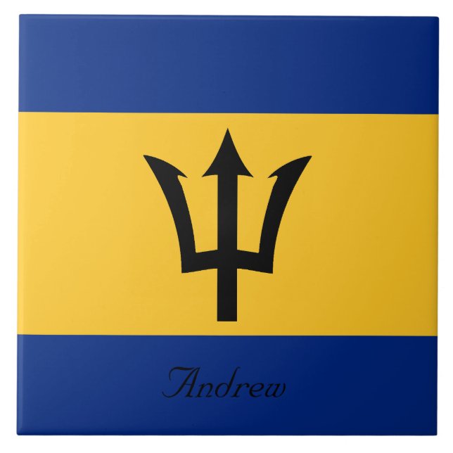 Carreau Drapeau personnalisé de la Barbade Trident de Nept (Devant)