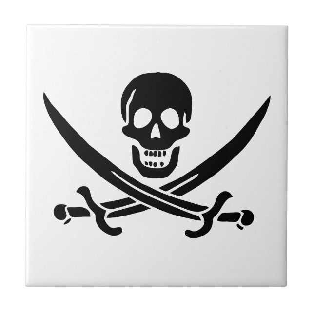 Carreau Drapeau pirate crâne épées croisées (Devant)