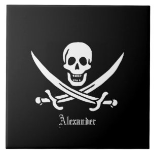 Carreau Drapeau pirate crâne et sabres croisés Jolly Roger