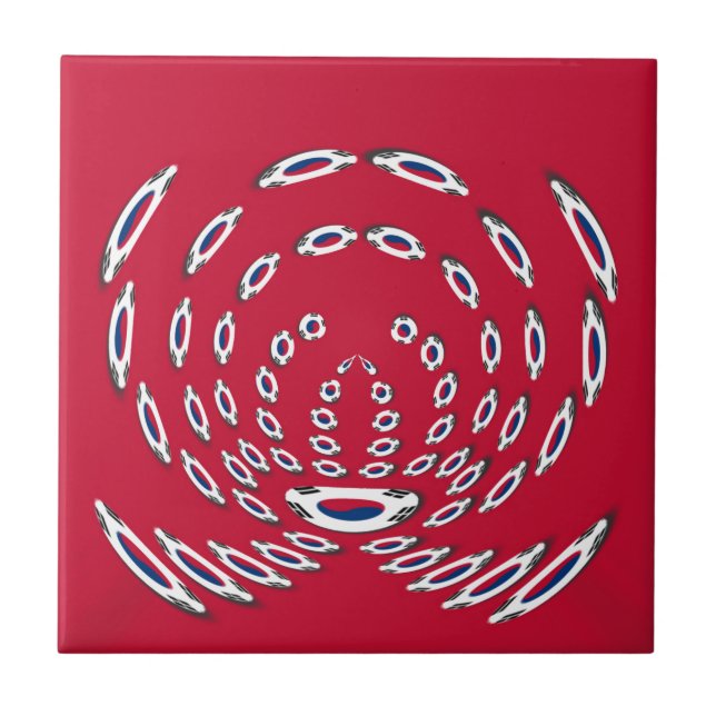 Carreau Drapeau Polka de Corée du Sud (Devant)