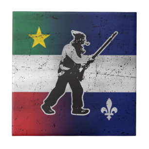 Carreau Drapeau Québec et Patriote Henri Julien érodé