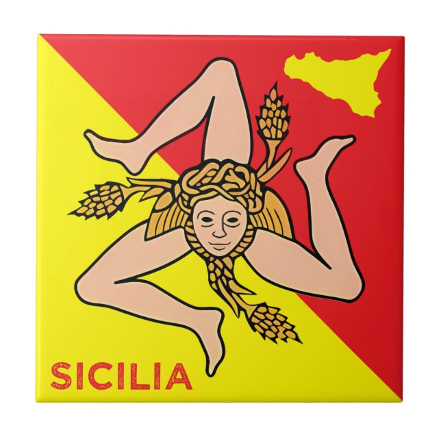 Carreau drapeau sicilien Trinacria Sicilia  (Devant)
