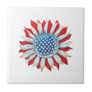 Carreau Drapeau Tournesol Américain 4 juillet Femmes Homme
