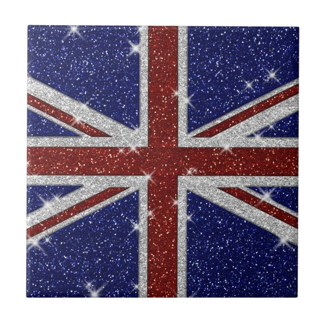 Carreau Drapeau Union Jack brillant parties scintillant (Devant)