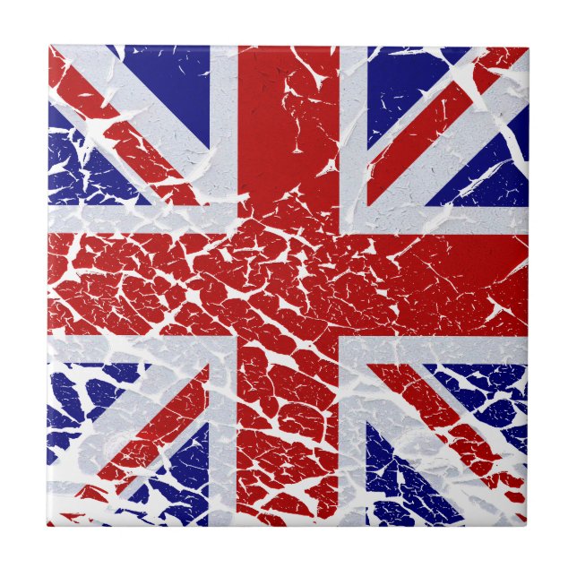 Carreau Drapeau vintage d'Union Jack de peinture (Devant)