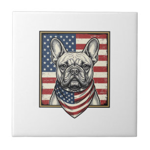 Carreau Drapeau vintage patriotique Bouledogue français