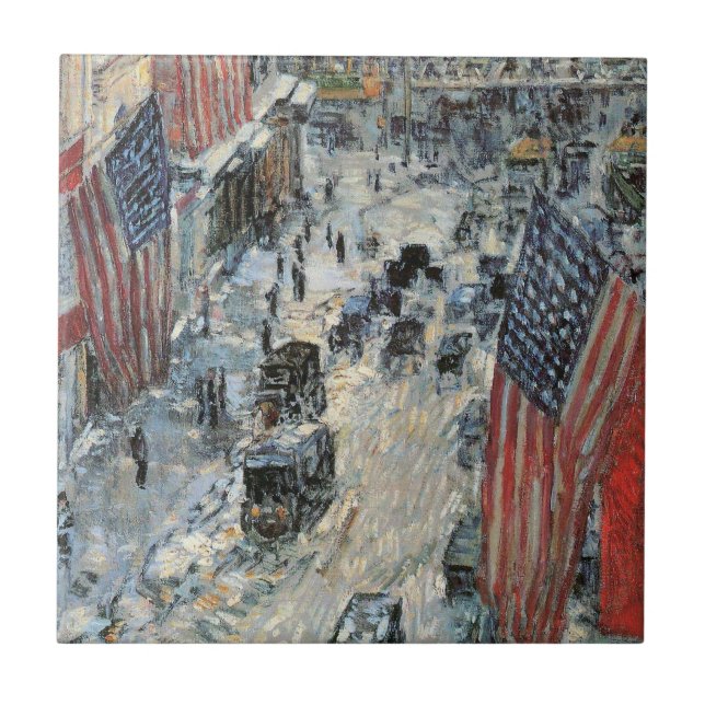 Carreau Drapeaux sur la 57e Rue par Frederick Childe Hassa (Devant)