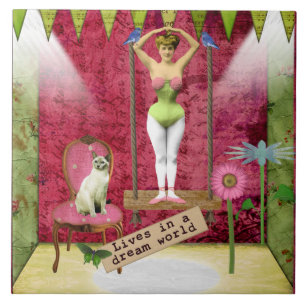 Carreau Dream World Vintage Funky Ballerina Altered Art