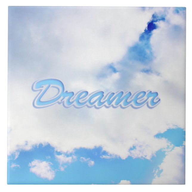 Carreau Dreamer Puffy nuages blancs et ciel bleu (Devant)