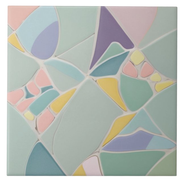 Carreau Dreamy Mint Abstrait Moderne Pastel Mosaic (Devant)