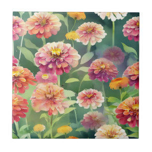 Carreau Dreamy Zinnia Flowers