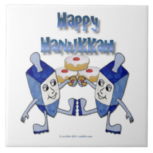 Carreau Dreidels de Hanoukka dansants et beignets de gelée