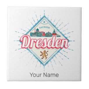 Carreau Dresde Allemagne Saxe Retro Skyline Vintage
