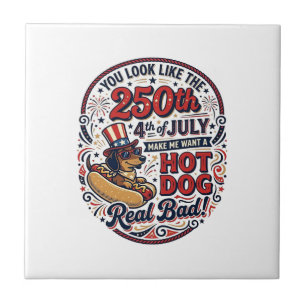 Carreau Drôle 250e 4 juillet Hot Dog Dachshund