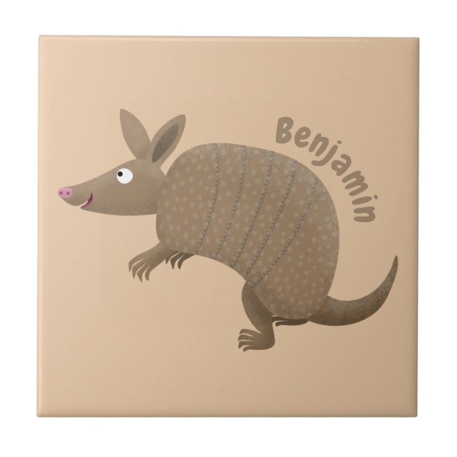 Carreau Drôle armadillo joyeux dessin animé (Devant)