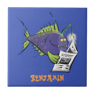 Carreau Drôle caricature de poisson de pêcheur