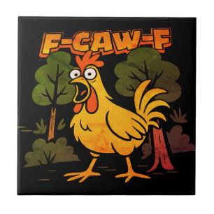 Carreau Drôle Conception de poulet - F-Caw-F Cartoon Anima