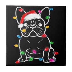 Carreau Drôle de chien Bouledogue français arbre de Noël l
