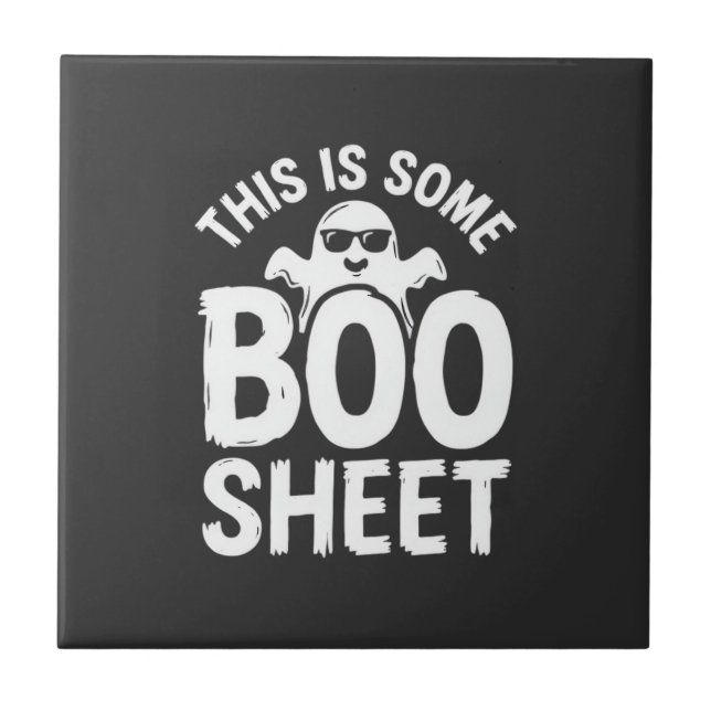 Carreau Drôle de feuille de Boo fantôme Halloween Design_1 (Devant)