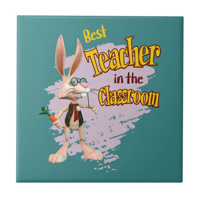 Carreau Drôle de lapin meilleur professeur de la classe (Devant)