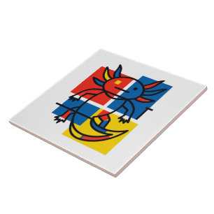 Carreau Drôle de motif d'art abstrait Axolotl Piet Mondria