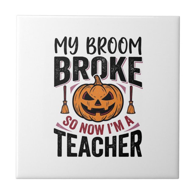 Carreau Drôle de professeur d'Halloween Balai Cassa Vector (Devant)