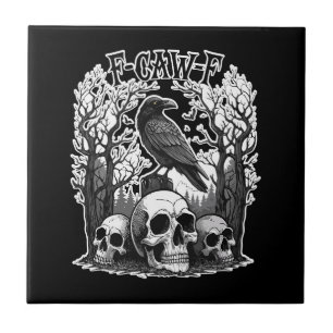 Carreau Drôle F Caw F Raven Halloween