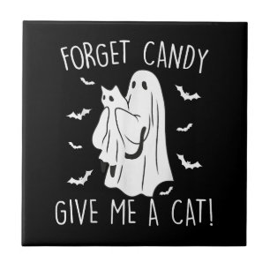 Carreau Drôle Halloween Cat Ghost Oublier Candy Donner Moi