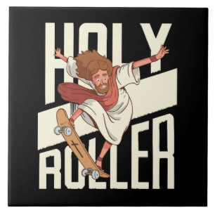 Carreau Drôle Jésus patin à roulettes Holy Roller