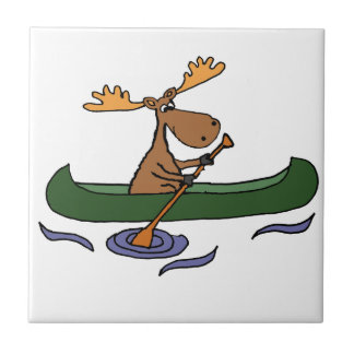 Carreau Drôle Moose Canoeing Cartoon