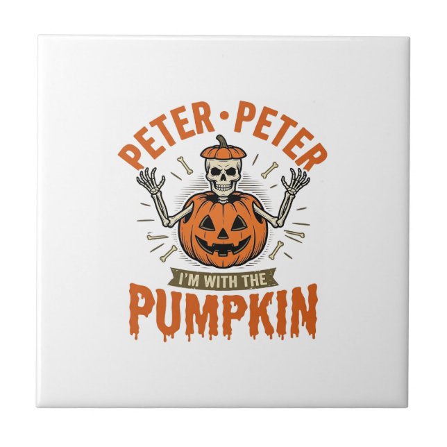 Carreau Drôle Peter Peter Citrouille Halloween Squelette C (Devant)