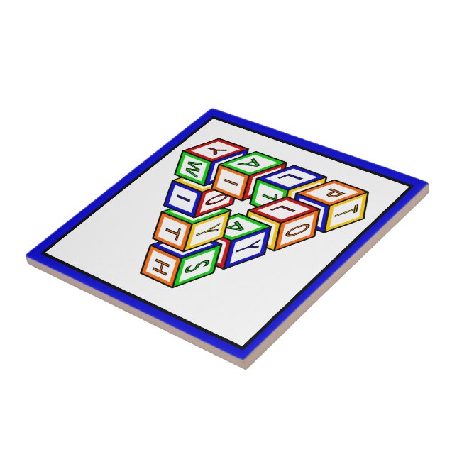 Carreau Drôle Rouge Bleu Jaune Vert Jouet Blocs Art (Côté)