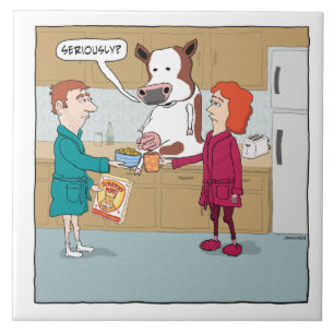 Carreau Drôle trayant la vache