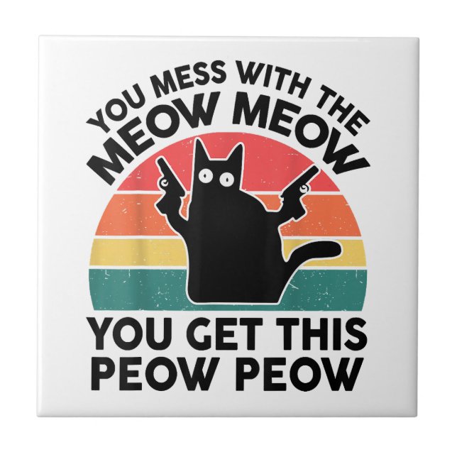 Carreau Drôle Tu Mess Avec Chemise Maillée Chat Noir Avec  (Devant)