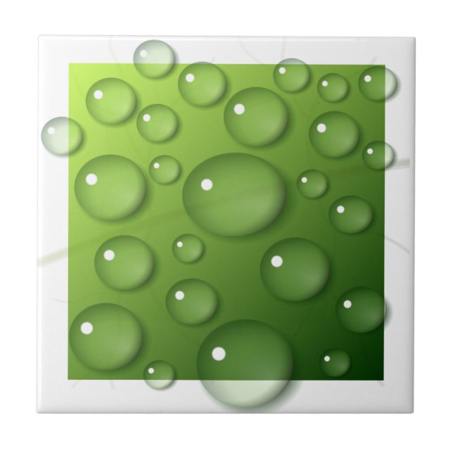 Carreau Droplets d'eau sur Arrière - plan Carré vert (Devant)