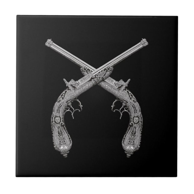 Carreau Duel Antique Armes Noir (Devant)