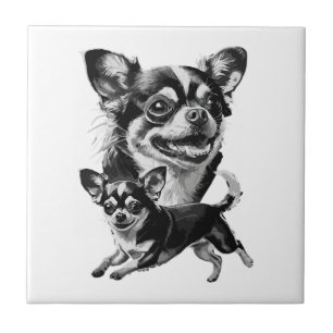 Carreau Duo de Chihuahua Charmant Animal de Compagnie Noir