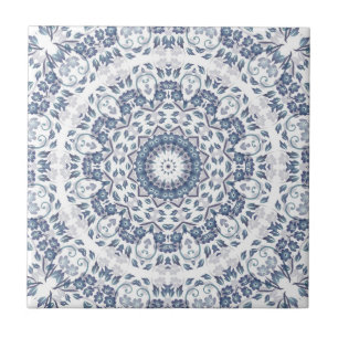 Carreau Dusty Blue Floral Mandala
