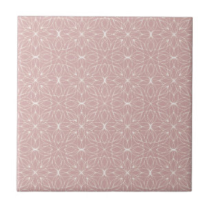 Carreau Dusty rose Floral Line Art