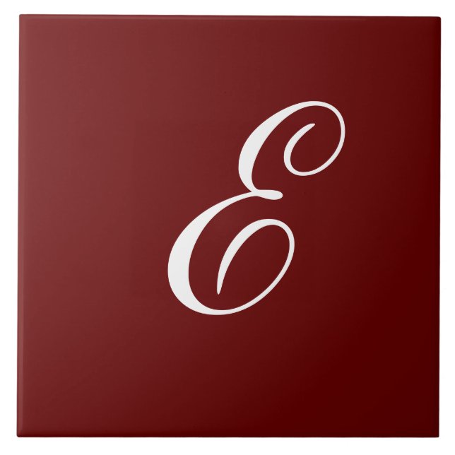 Carreau E Monogramme Blanc initial sur Maroon (Devant)