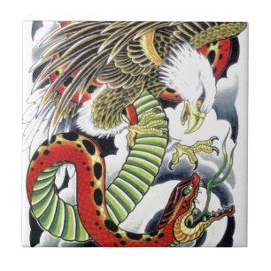 Carreau Eagle et serpent japonais Tattoo Design