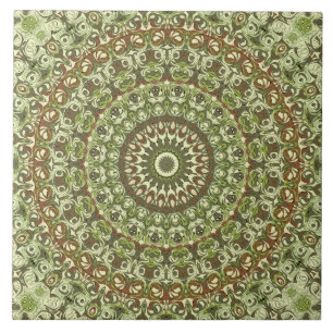 Carreau Earthy Green et Mandala Brown Design Motif