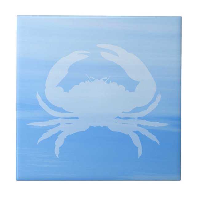 Carreau Eau de mer bleu clair avec crabe (Devant)